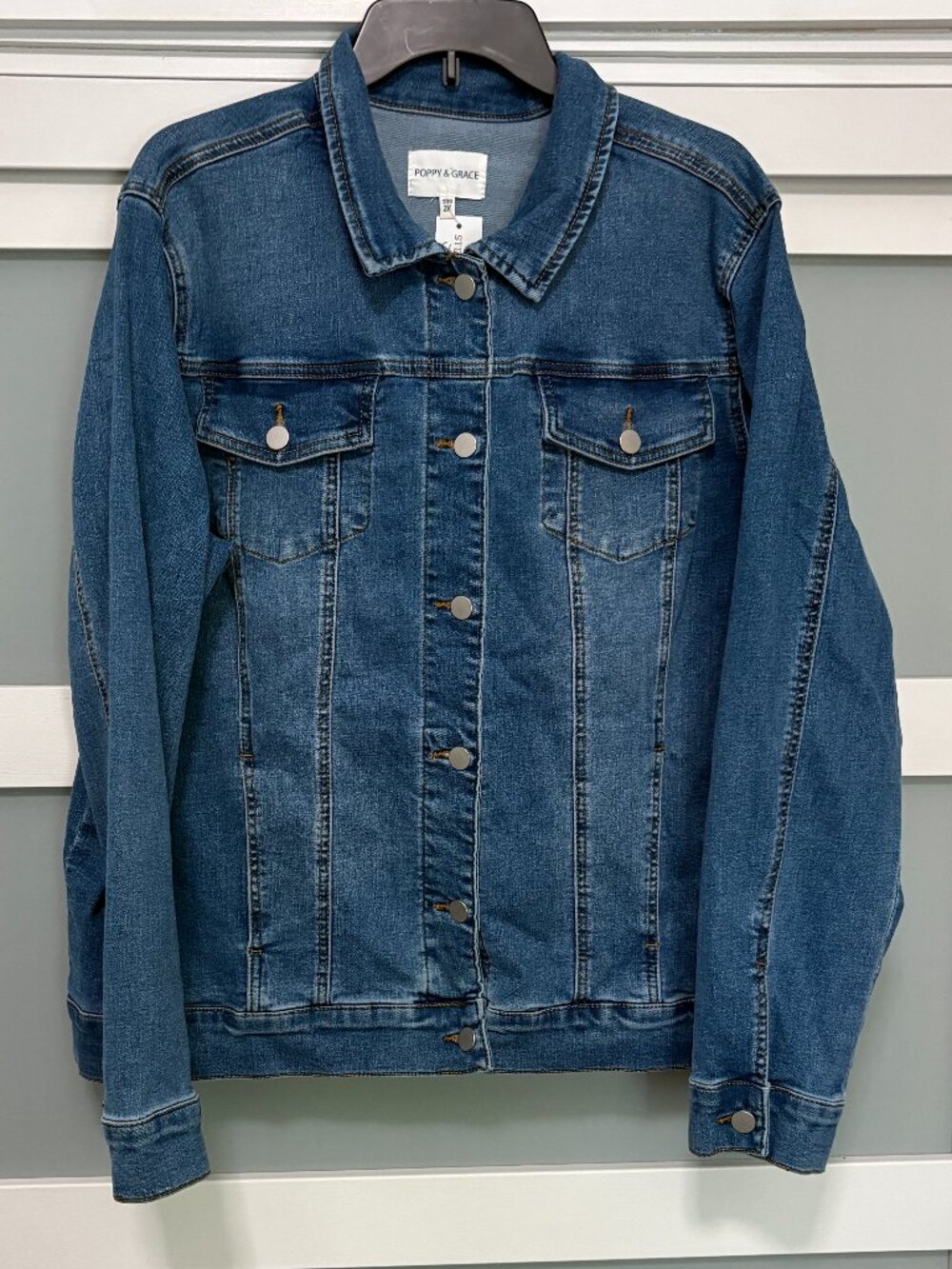 Poppy & Grace Stitch Fix sz 2X Women's Martina Denim Jean Jacket  Blue NWT NEW